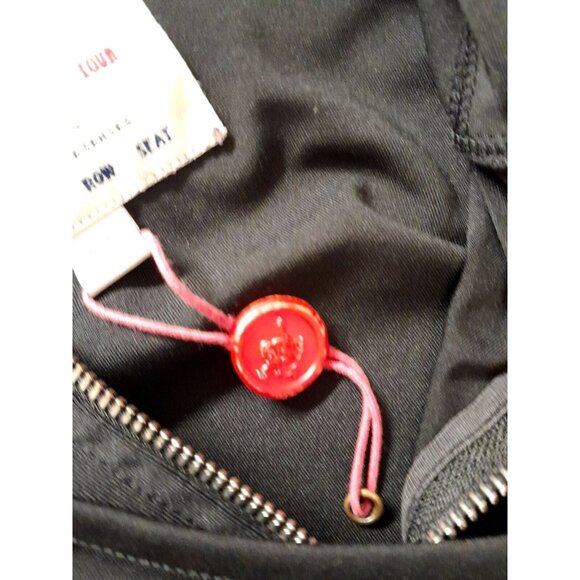 True Religion Y2K Womens XS Monogram Graphic Logo Hooded Gold Zip Jacket Black - Picture 5 of 7